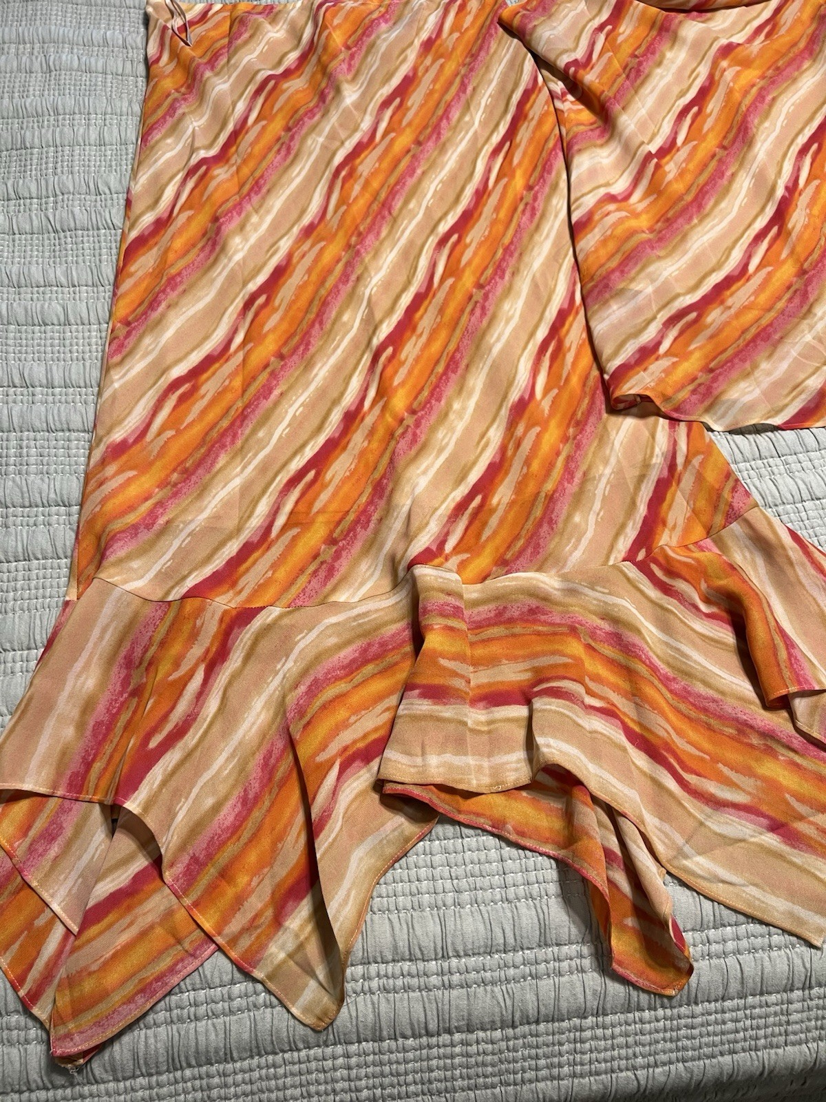 VTG Y2K Dress U By Sharon Two Piece Handkerchief Hem Flowy Orange Dress Size 16