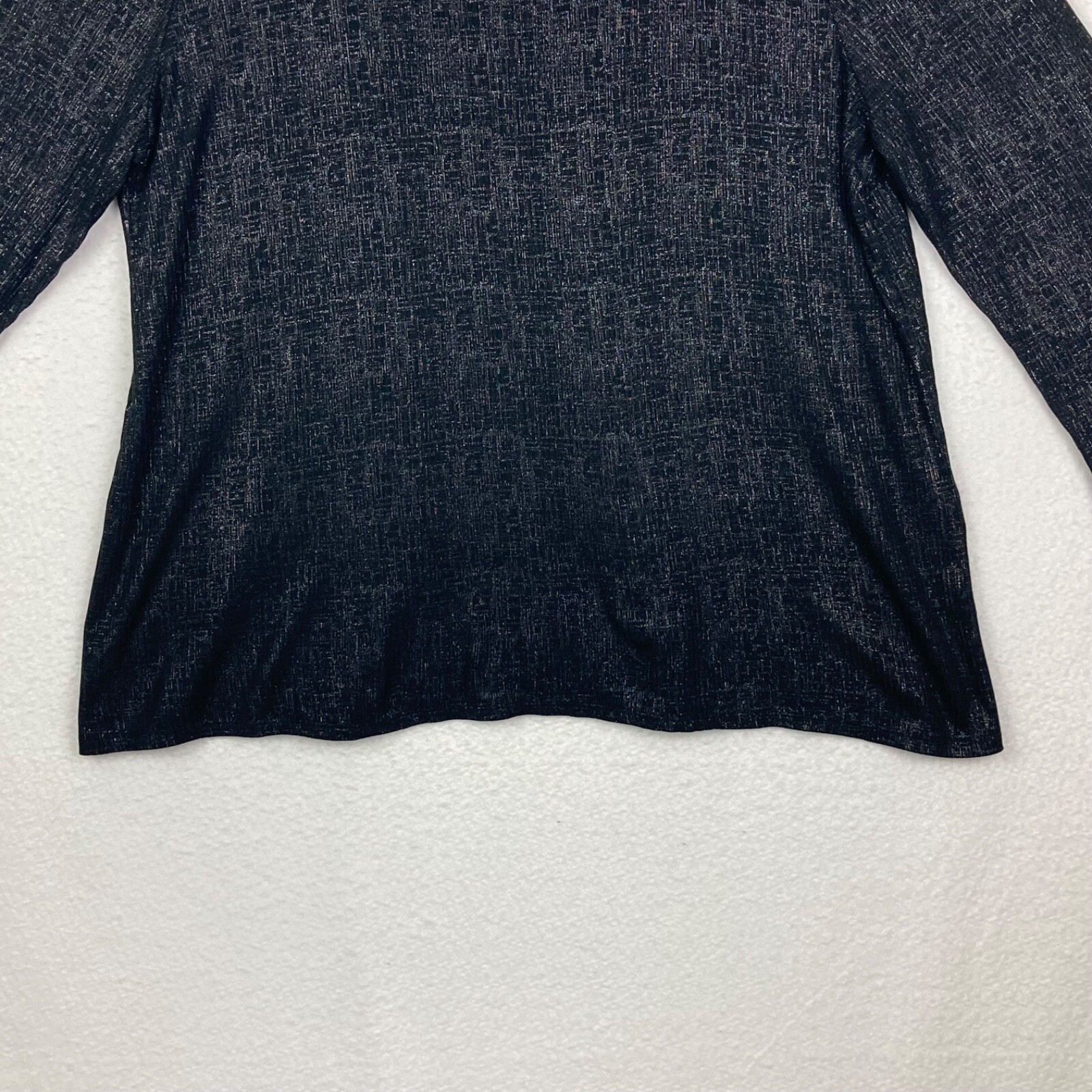 Chico’s Black Twisted Keyhole Foil 3QTR Top LS Fashion Knit Size 3