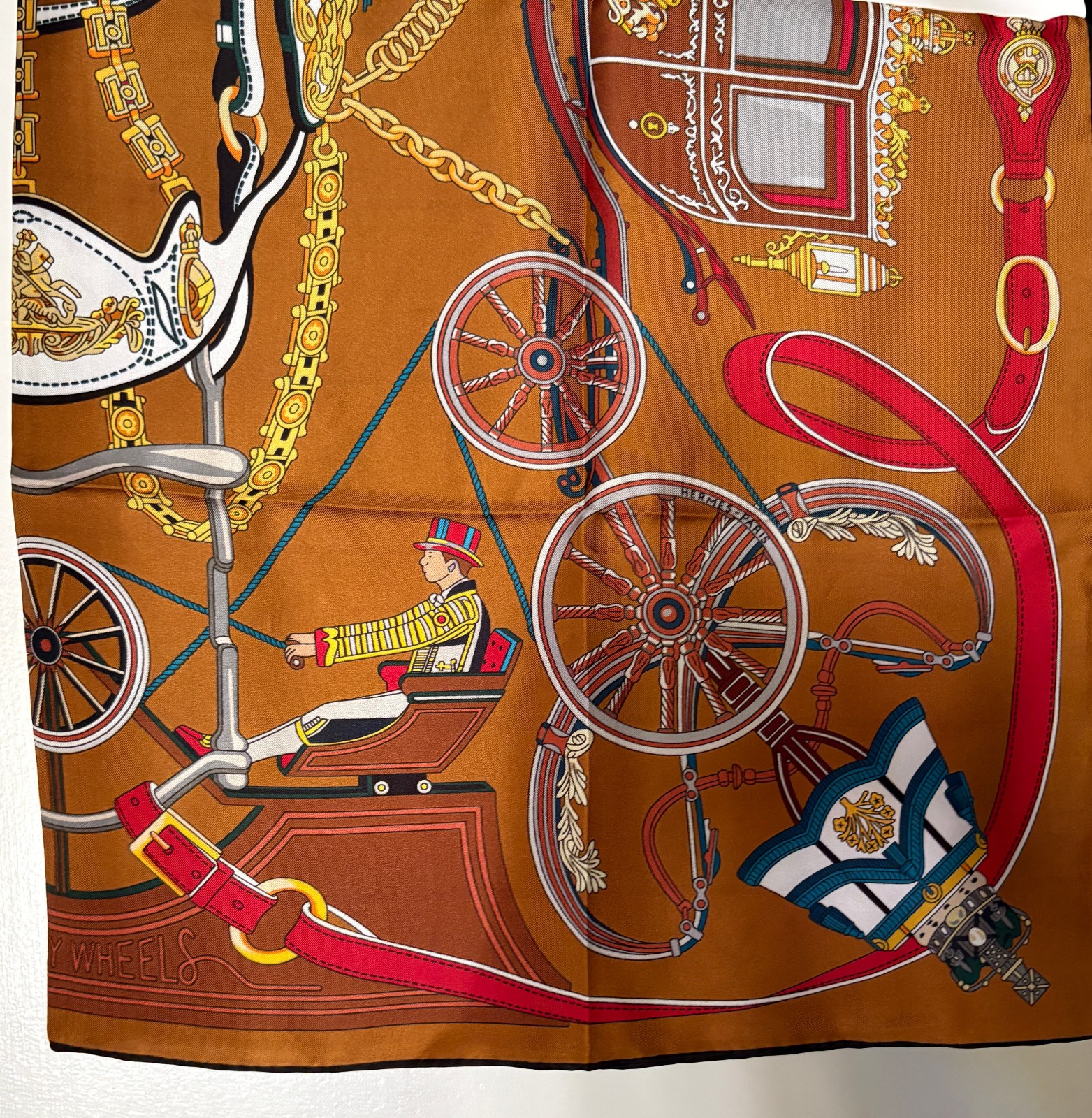 34″ Square Silk Hermes Scarf with original bag, gift box, tissue and ribbon