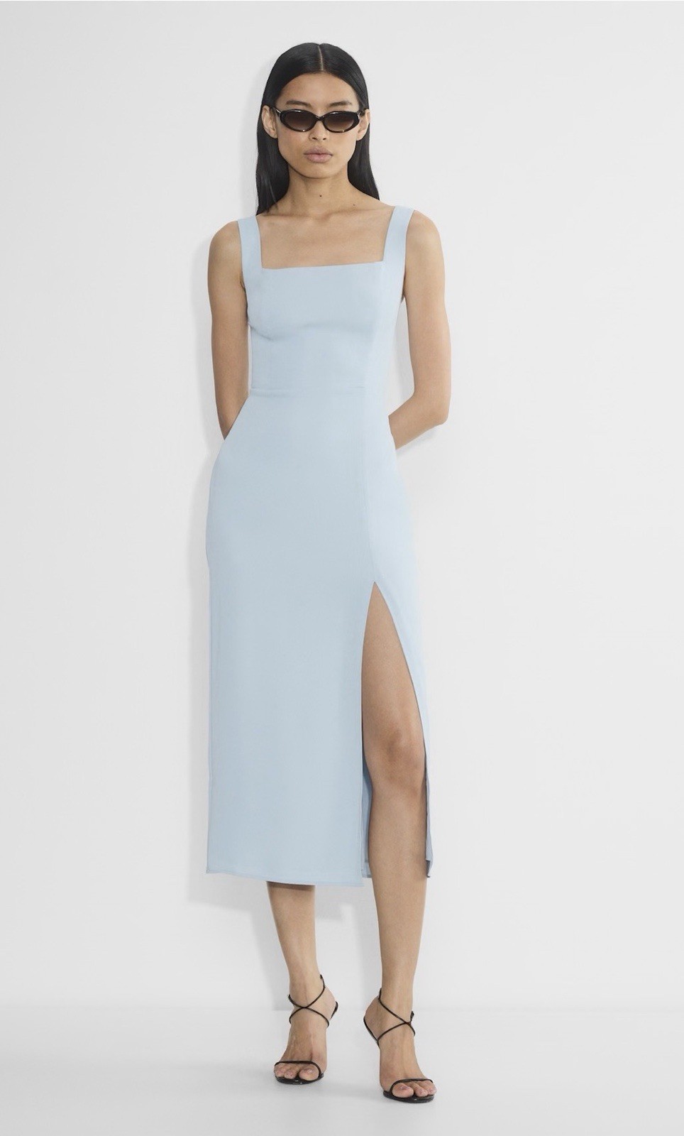 Babaton ’90s Slit Satin Midi Dress from Aritzia in Dew Blue Size 6