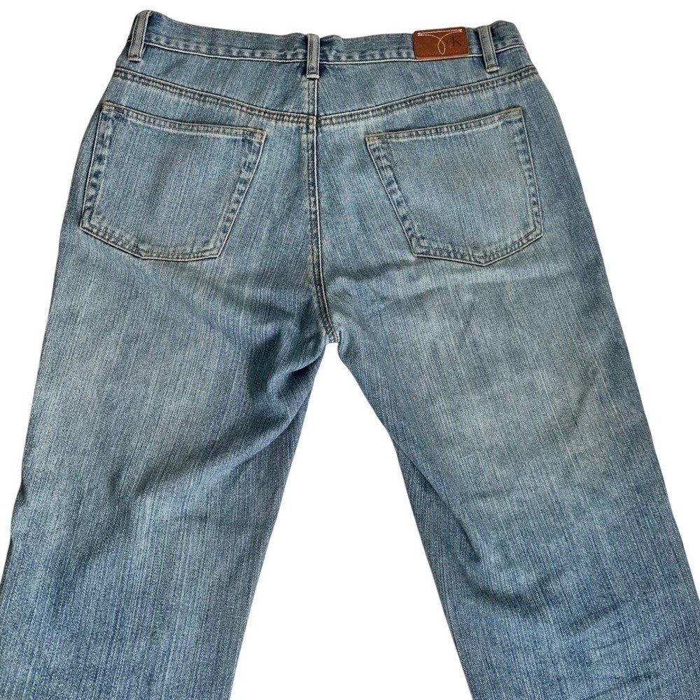 Calvin Klein Jeans Denim Women 8 Blue Straight Leg Mid Rise Ribbon Bow Hem Slit