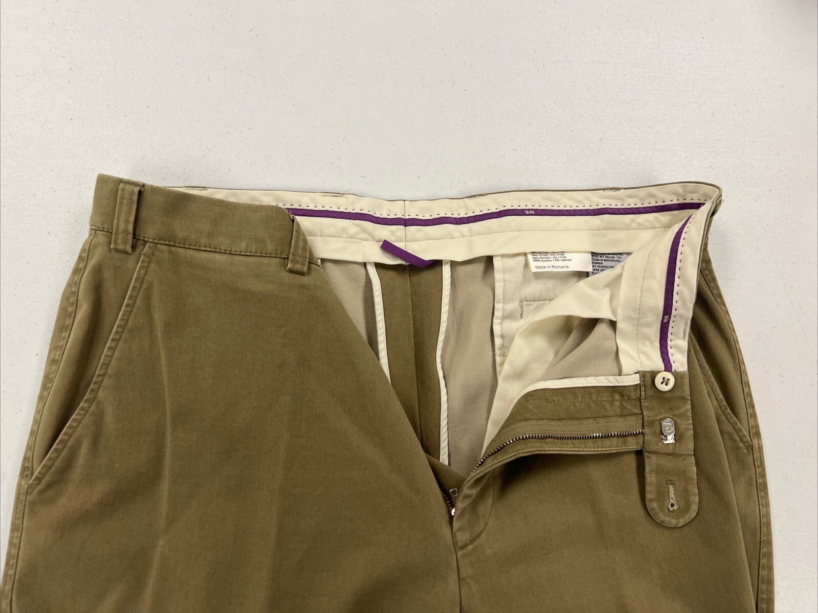 Hiltl Men’s Brown Solid Cotton Blend Khaki Pants 36/38 $295