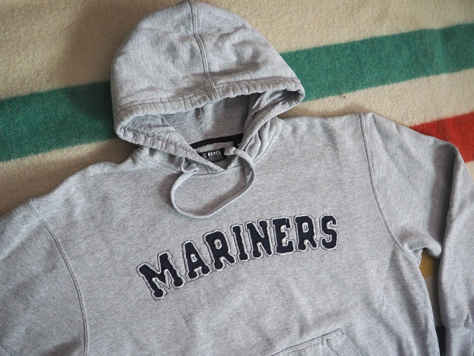 VTG Y2k Gear MLB Seattle Mariners Heather Gray Sewn Hoodie Sweatshirt Mens L