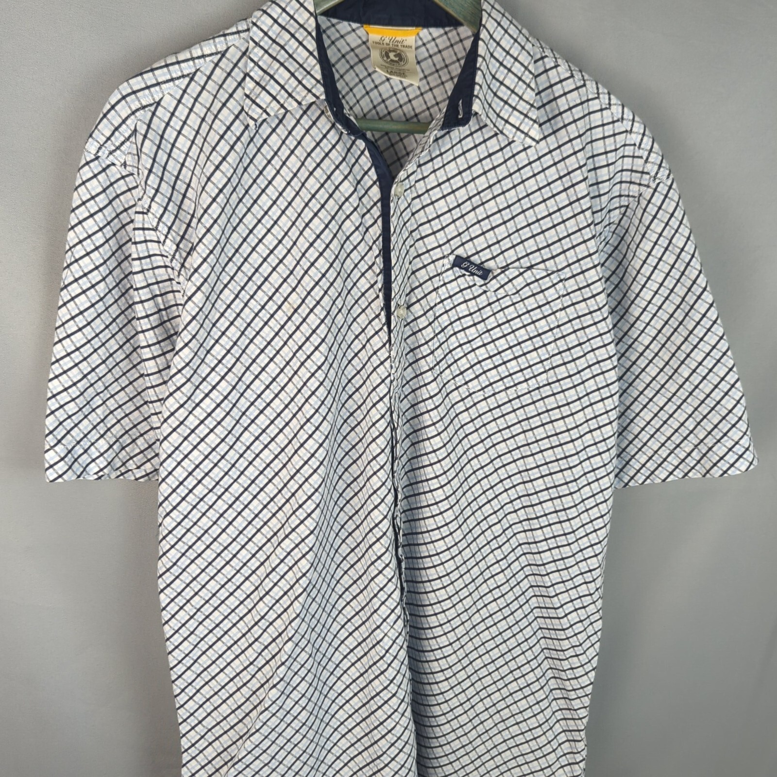 G Unit Shirt Mens Large Button Up Classic Blue 90s Grunge Hip Hop Cotton Polo
