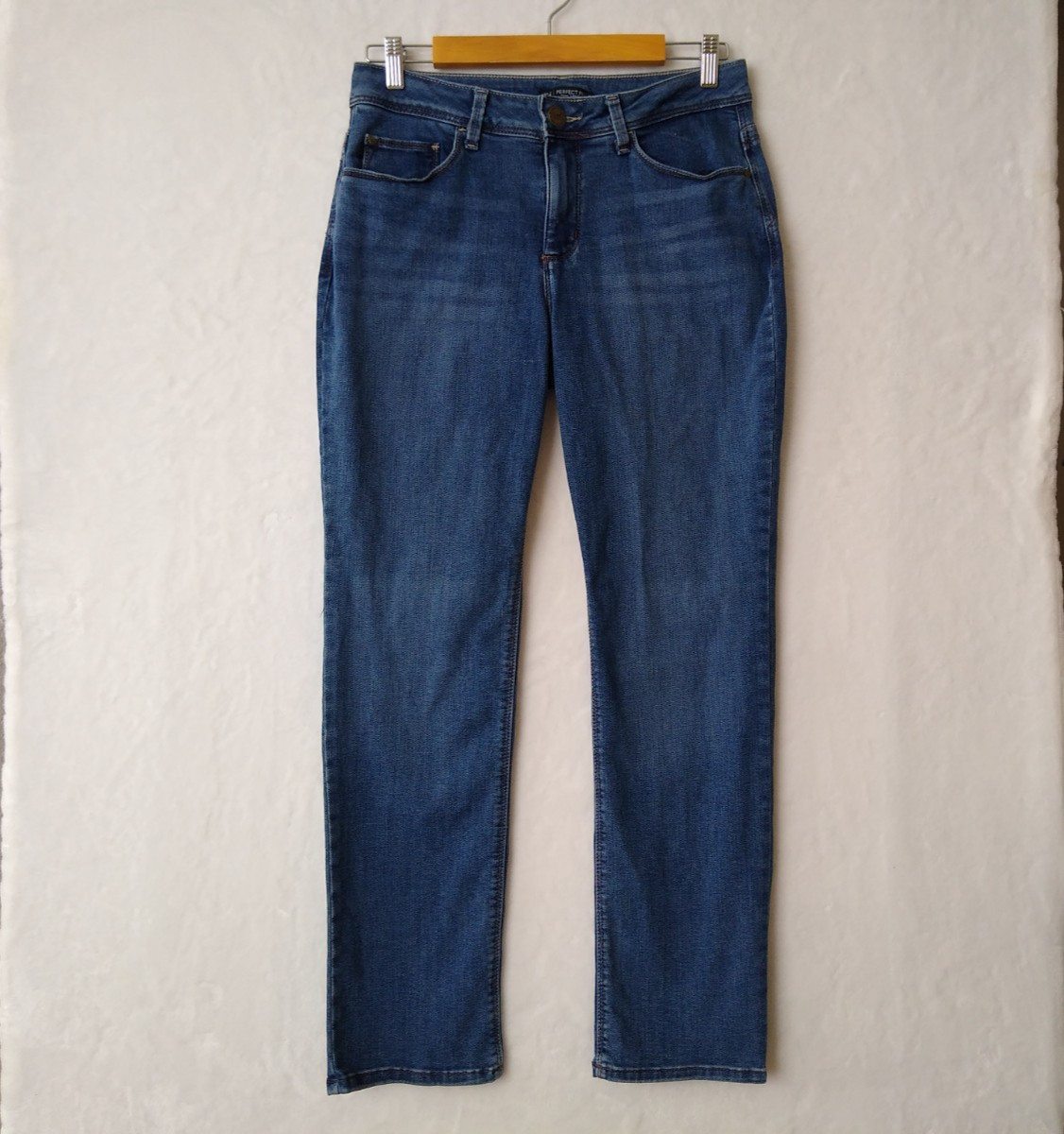 Lee Jeans Womens 10 Short Blue Denim Straight Leg Perfect Fit Mid Rise Stretch