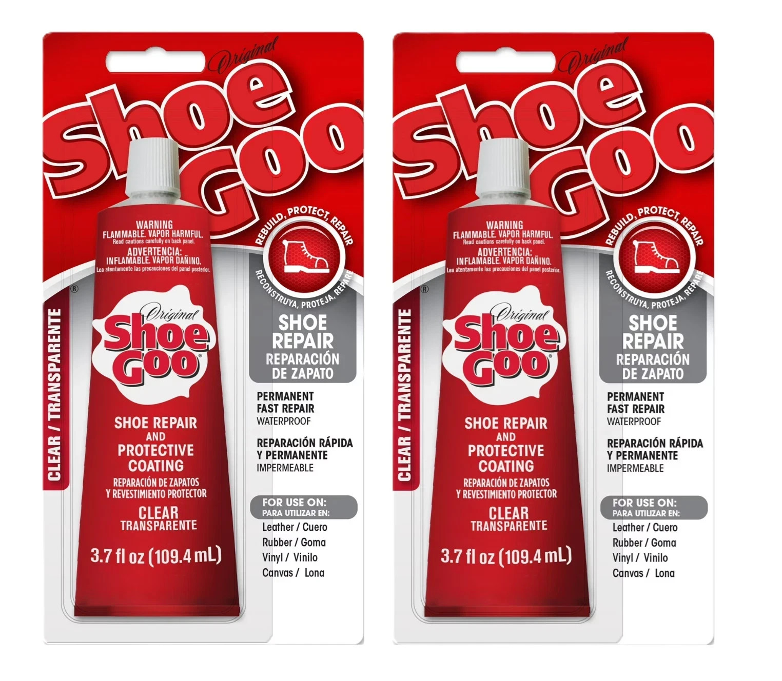 (2 Pack) Eclectic Shoe Goo Shoe Repair Adhesive, Clear, 3.7 fl oz Free Ship