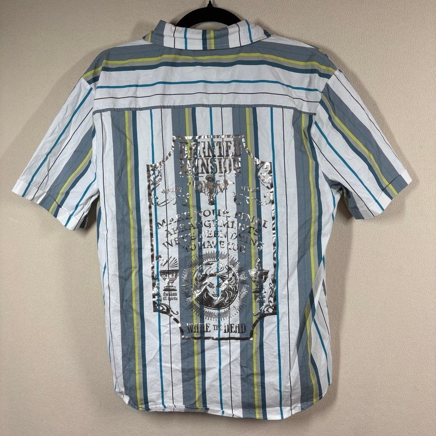 NWOT Disney Haunted Mansion Madame Leota Striped Button Down Shirt Mens Medium