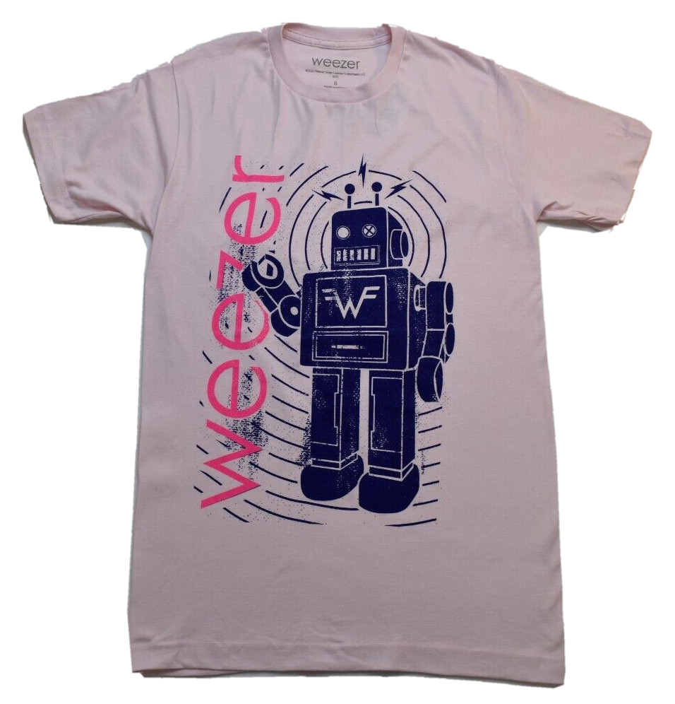 Weezer Mens Robot Graphic Rock Band Cradle Pink Shirt NWT S-2XL