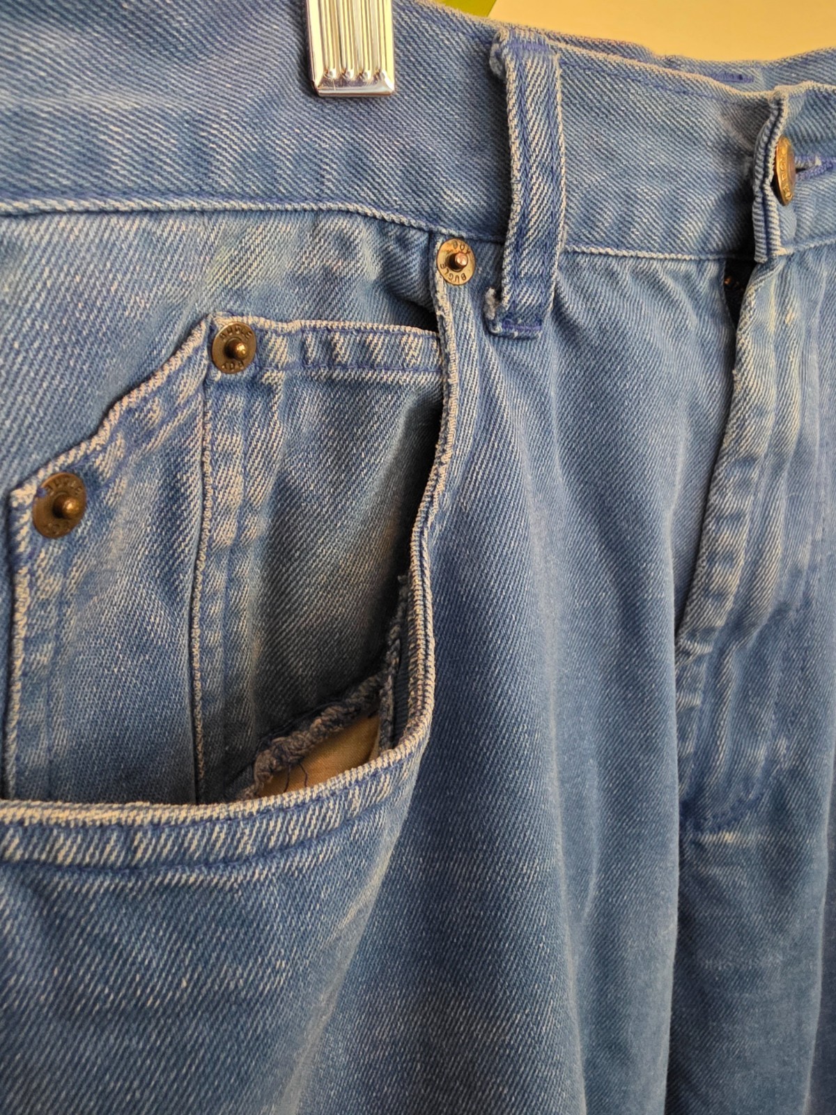 Vintage Bugle Boy 100% Cotton Jeans 32×30 Blue High Rise Tapered Mom Made HK