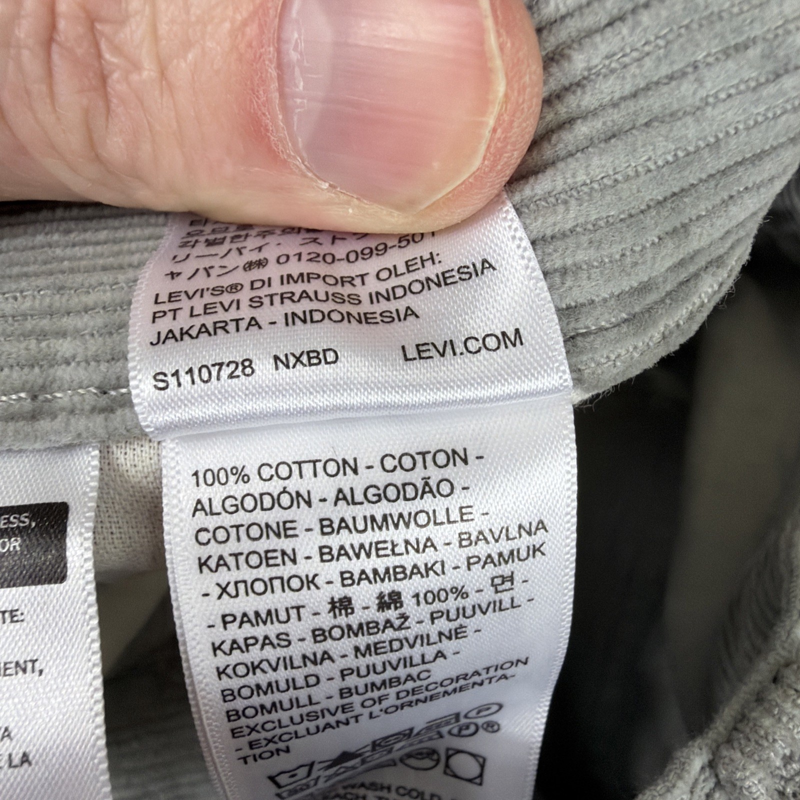 Levi’s 565 Loose Straight Corduroy Jeans Men’s Size 33×30 Gray Y2k Cotton