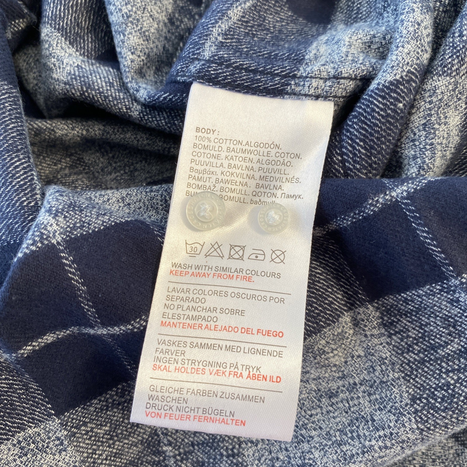 Crosshatch Black Label Shirt Men’s Medium Blue Check Cotton Flannel Shirt