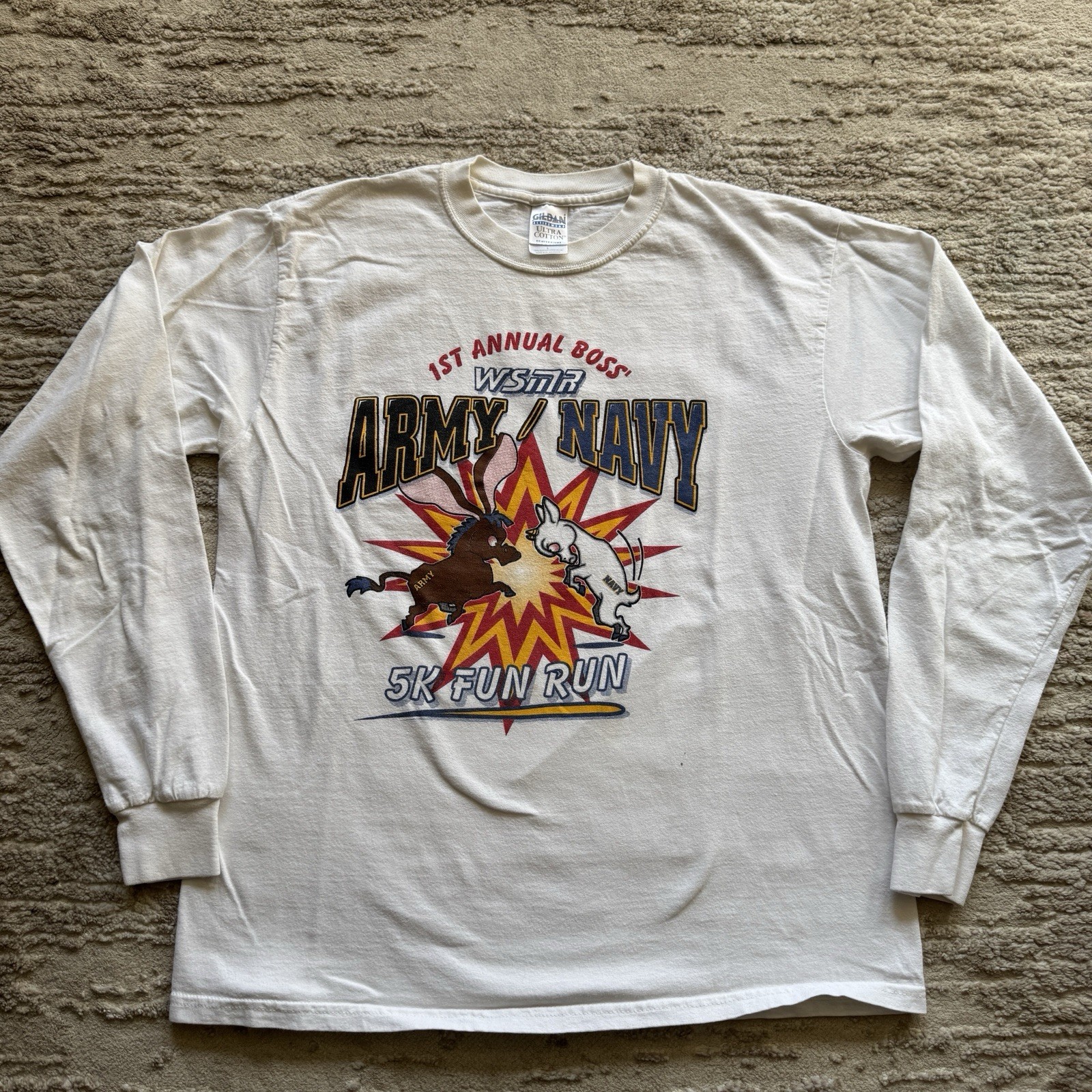 Vintage Army vs Navy 5K Marathon Tee Long sleeve shirt Men’s Large USA Military