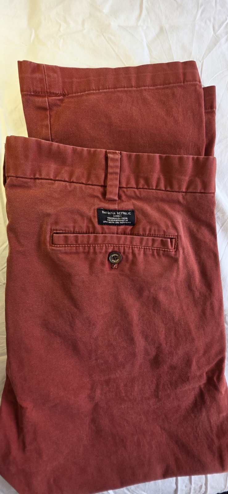 Banana Republic Fulton Skinny Chino Pants Mens 38×30 Red Flat Front