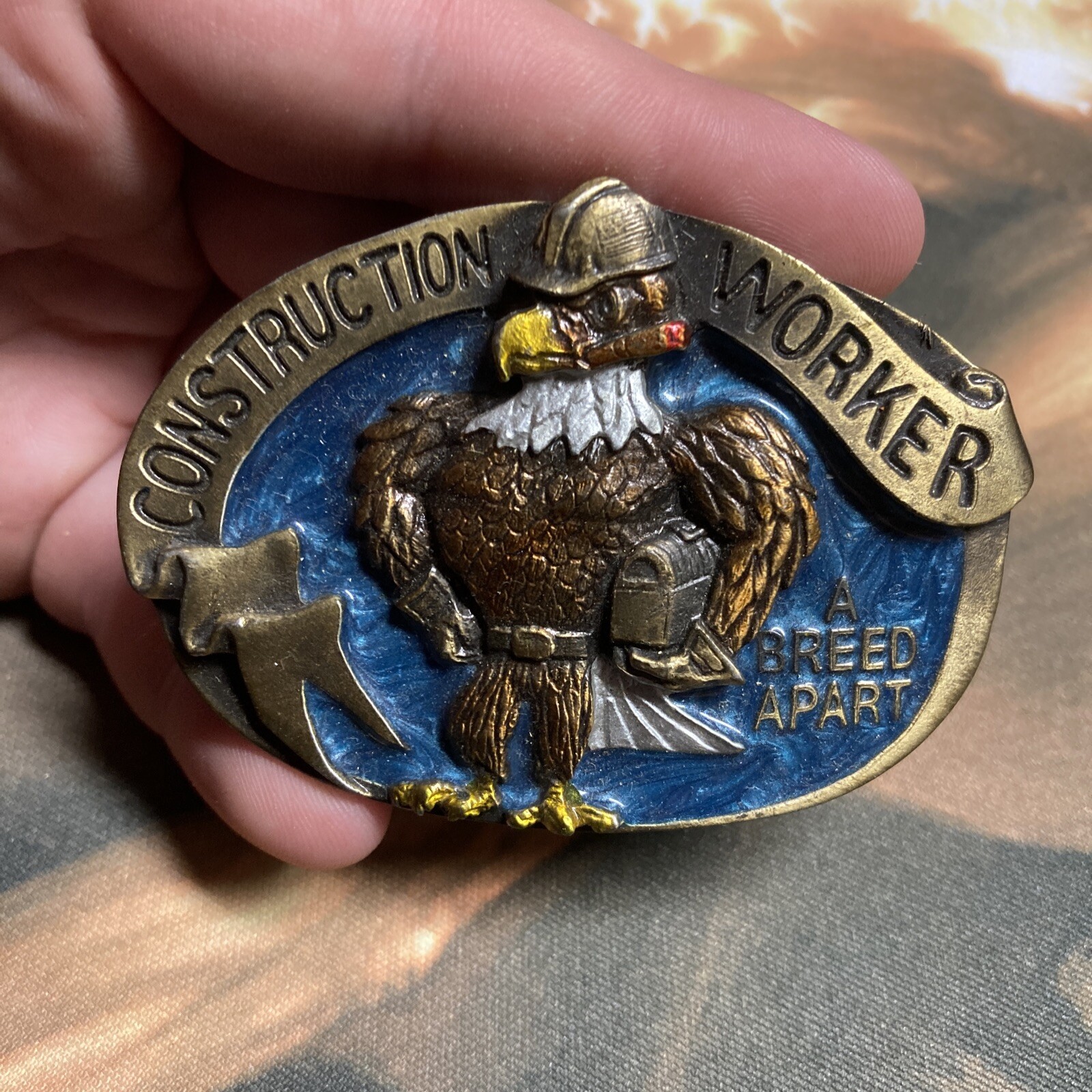 1988 Construction Worker A Breed Apart Belt Buckle Eagle