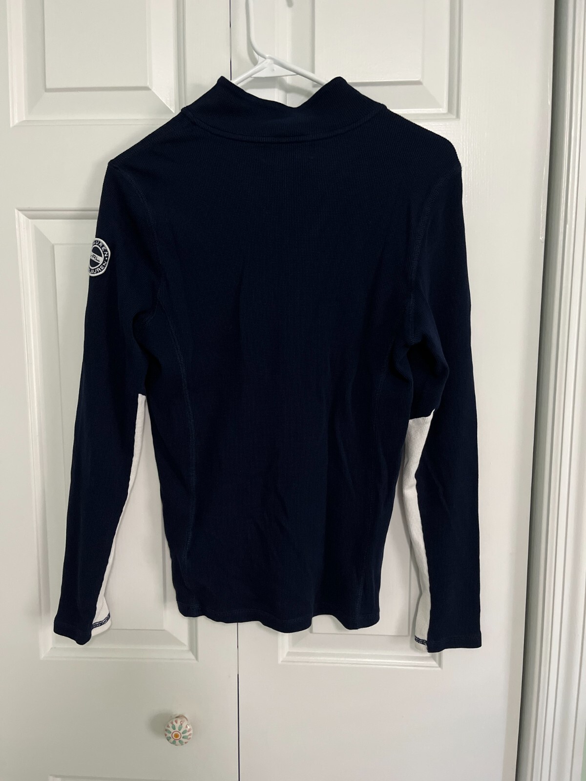 Ralph Lauren Active wear pullover Womens Petite Large Navy Yellow Logo Ladies