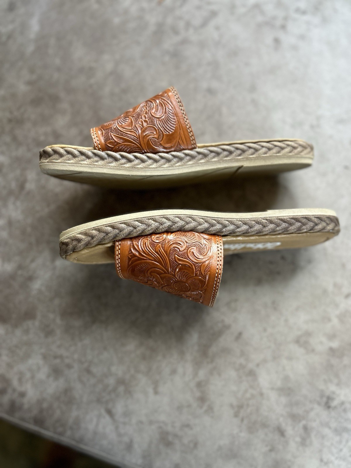 Mella Tooled Leather Huarache Slip On Sandals Shoe Size 7