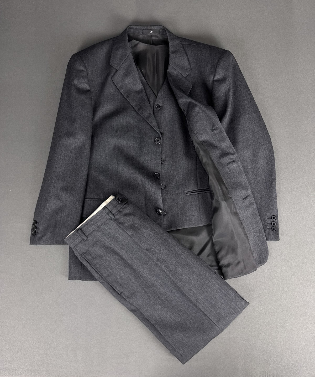 Ciro Citterio 3 Piece Suit Grey Pure New Wool 42S Blazer 36S Trousers Woolmark