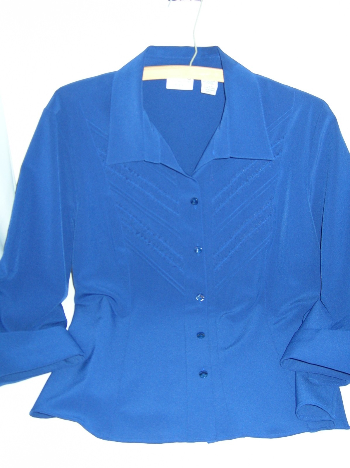 Covington Women’s Navy Shirt Top Blouse Size Large 94% Polyester Button J