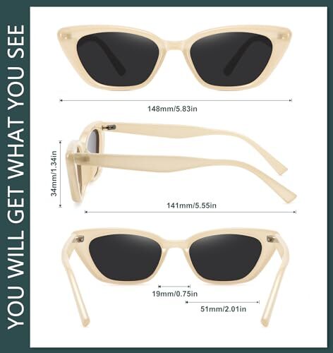 Cat Eye Sunglasses Womens Retro Narrow Trendy Polarized Sunglasses