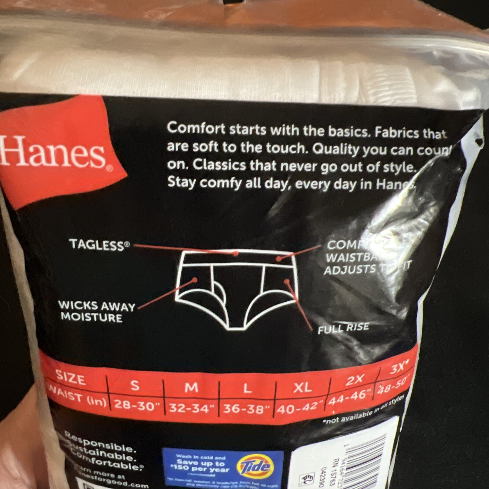 Hanes Tagless Briefs 6-Pack Men’s Med 32-34 Comfort Wicking White Full Rise New!