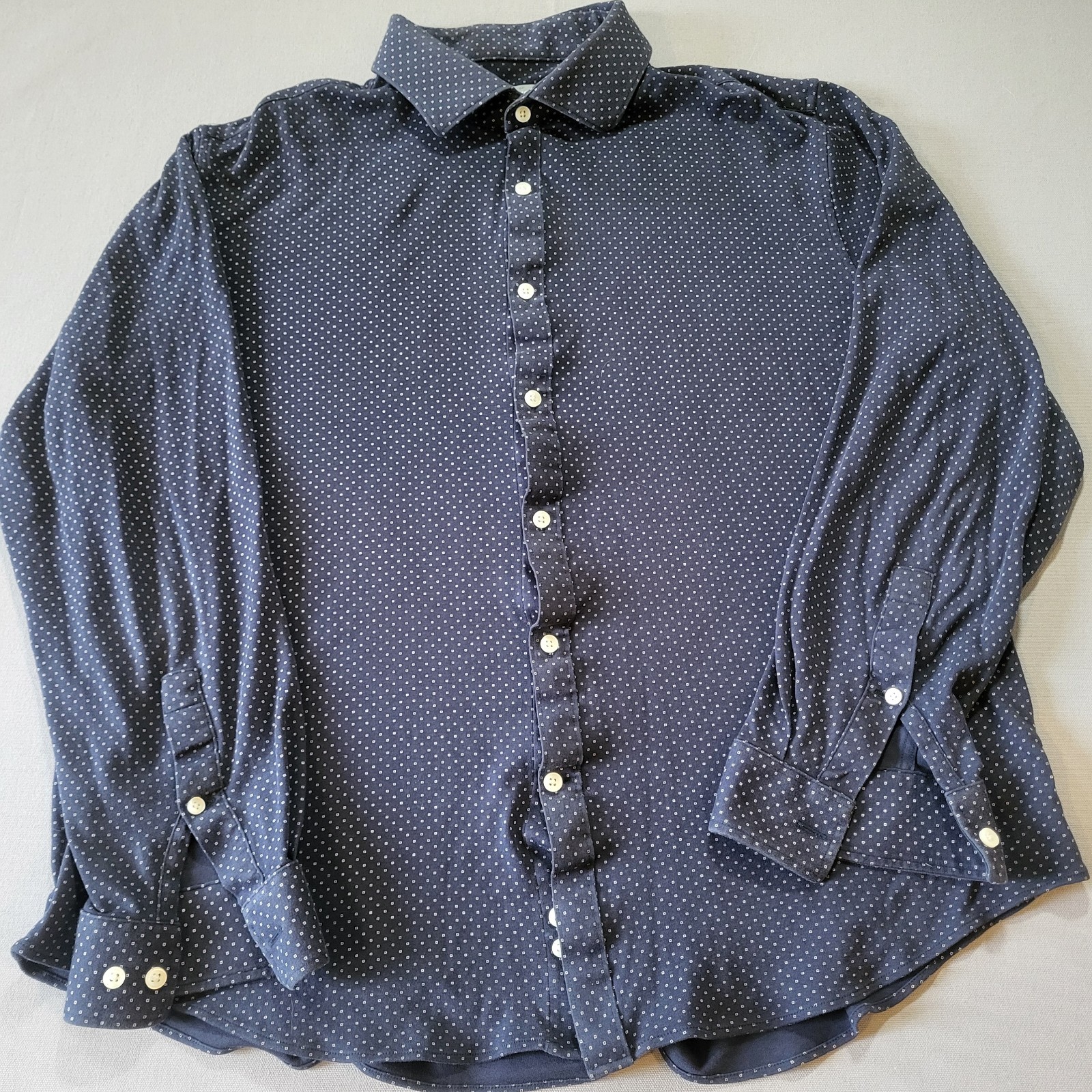 Michael Kors Slim Fit Blue Shirt Patterned Mens XL Button Down