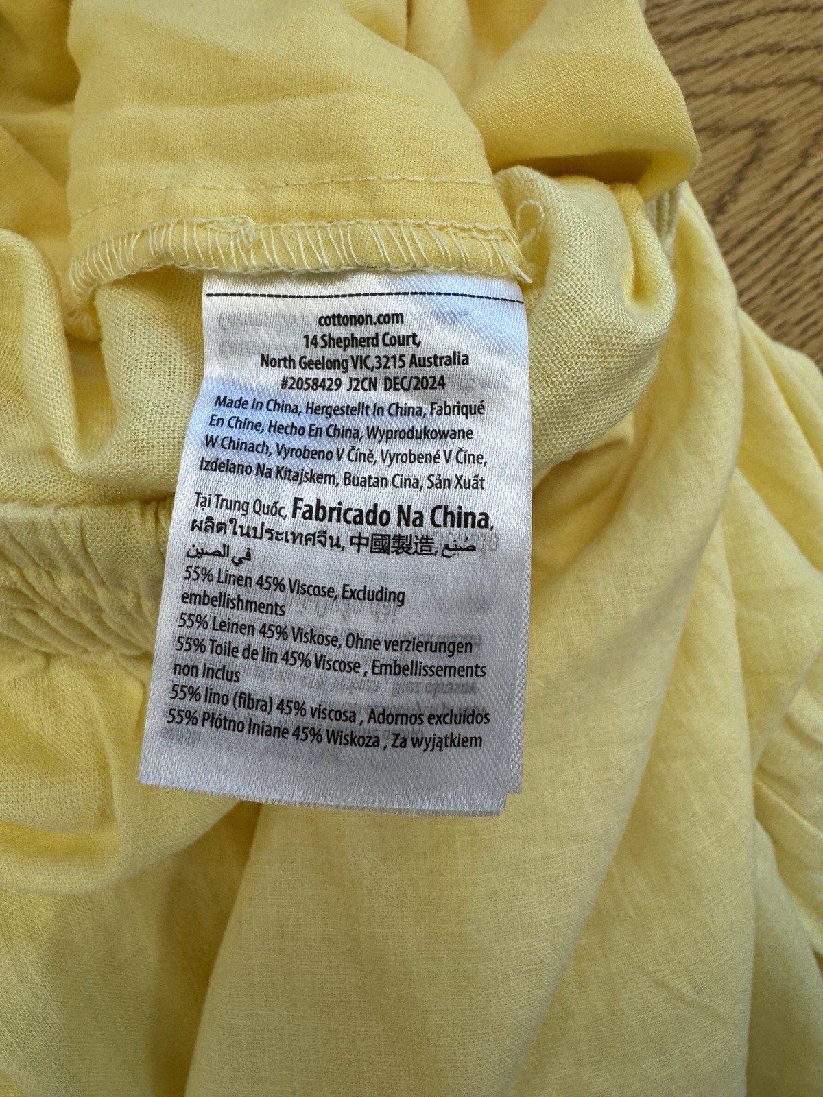 Cotton On Women’s Yellow Linen blend Wide-Leg Pants Elastic Waist Drawstring 10