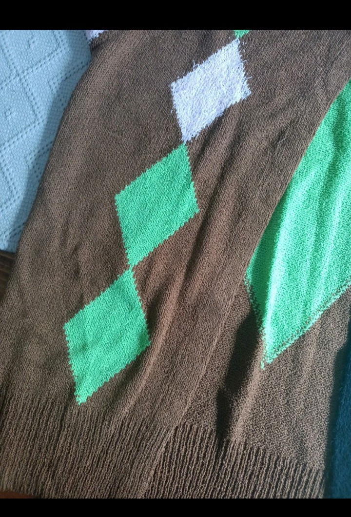 ANDERSSON BELL Argyle Knit Vest (BROWN) Designer High Fashion Vest Unique