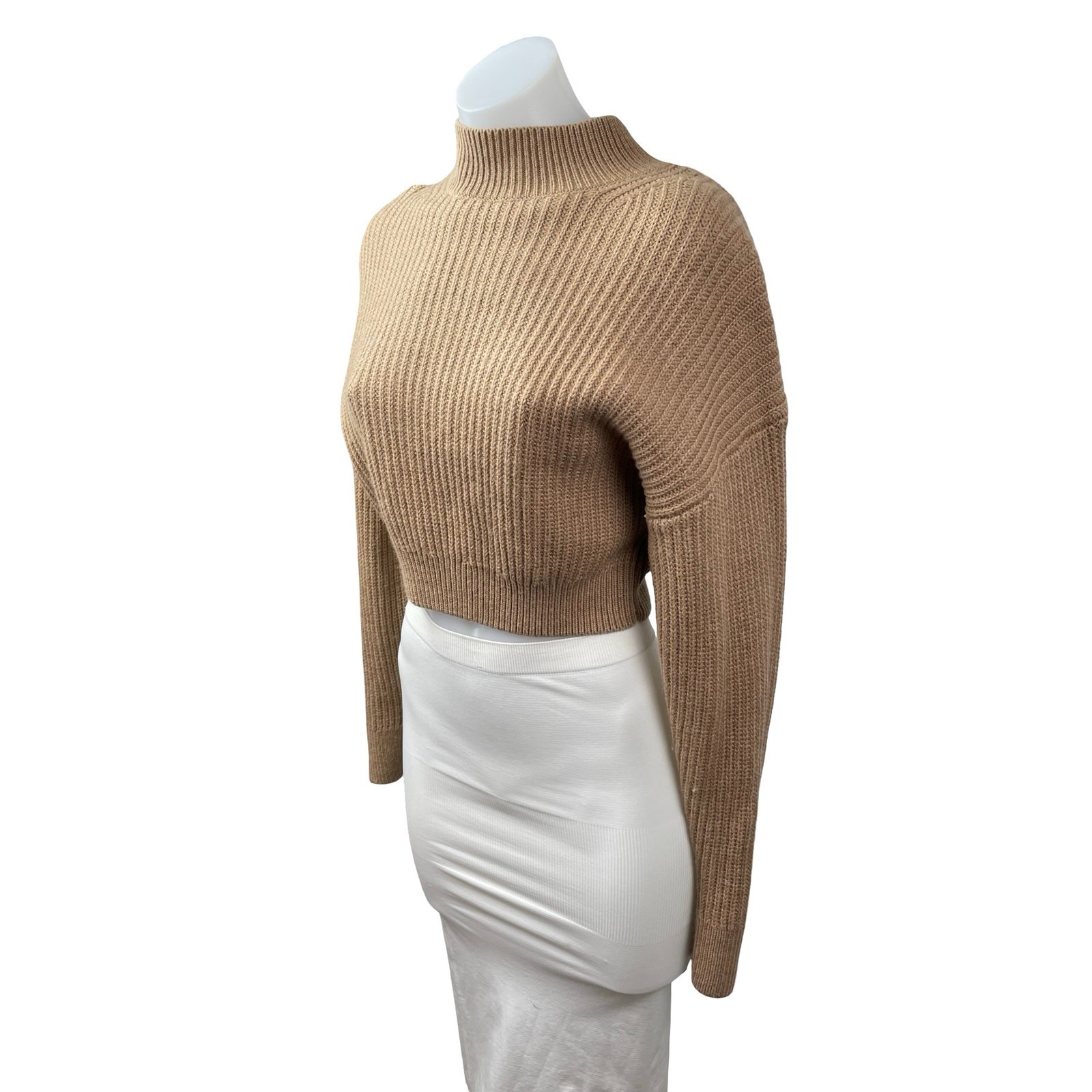 Aritzia Babaton 100% Wool Guell Women’s Brown Ribbed Sweatshirt Sweater Top Sz S