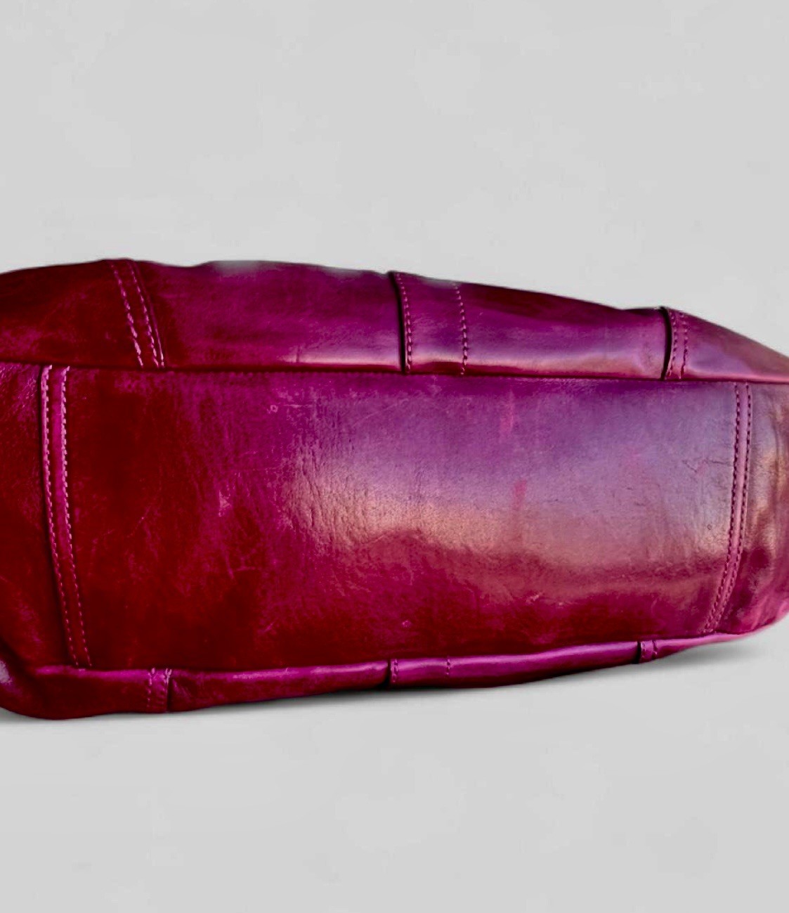 Vintage COACH Ergo Pleated Kisslock Magenta Leather Bag Authentic