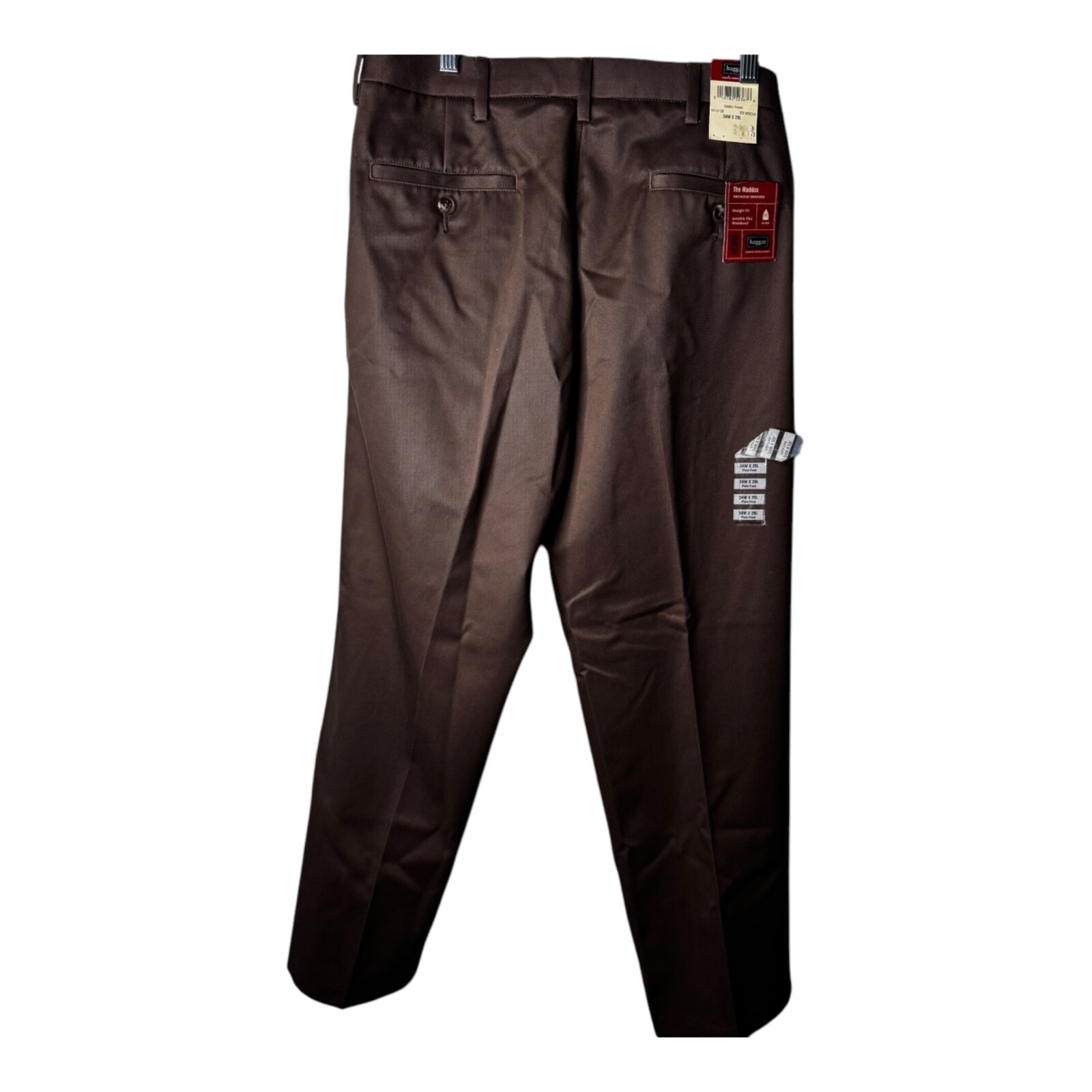 Haggar Maddox Trouser, Mocha, Size 34×29, Straight Fit, Invisible Flex Waistband