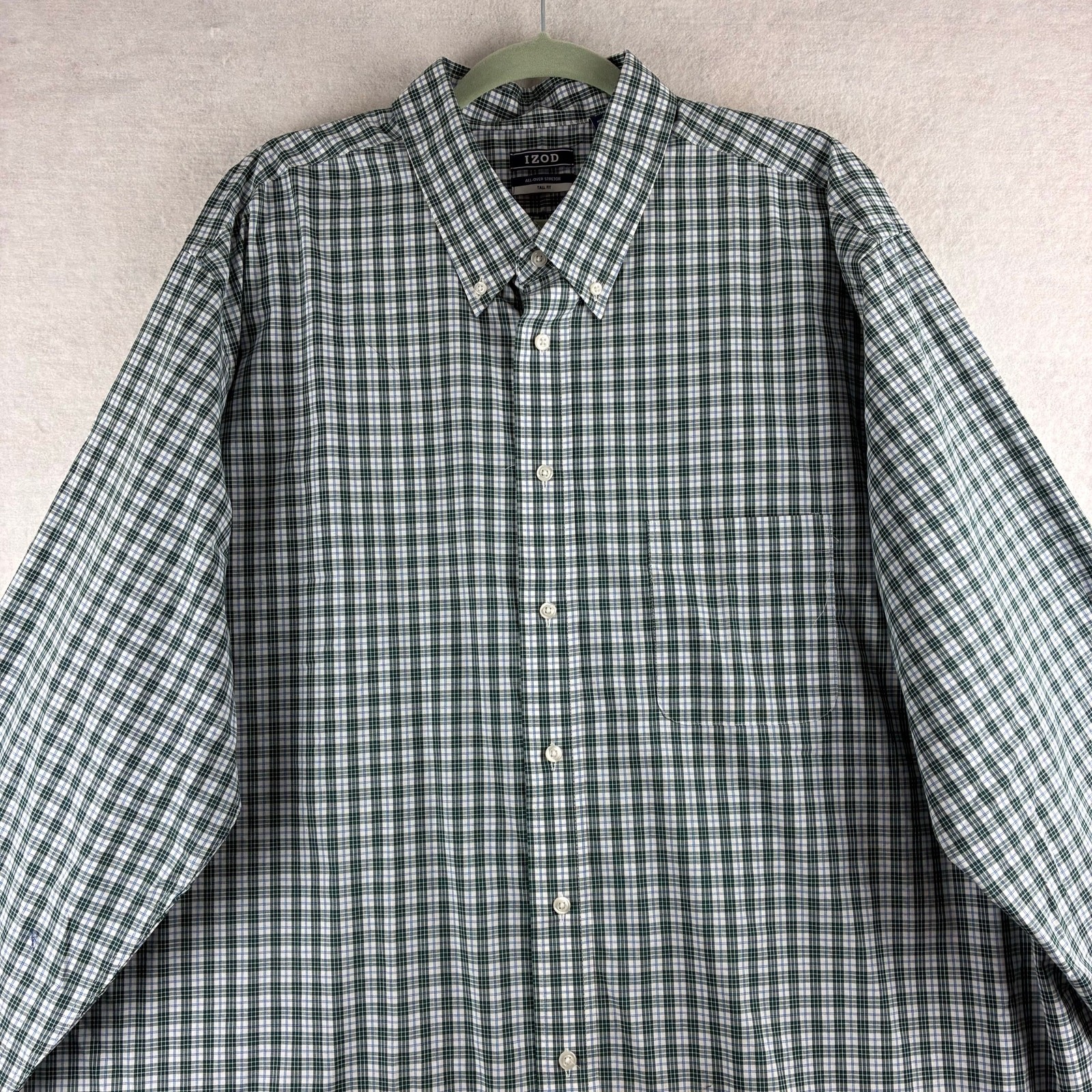 Izod All Over Stretch Tall Fit Long Sleeve Button Down Shirt Men’s 19/37-38 2/3X