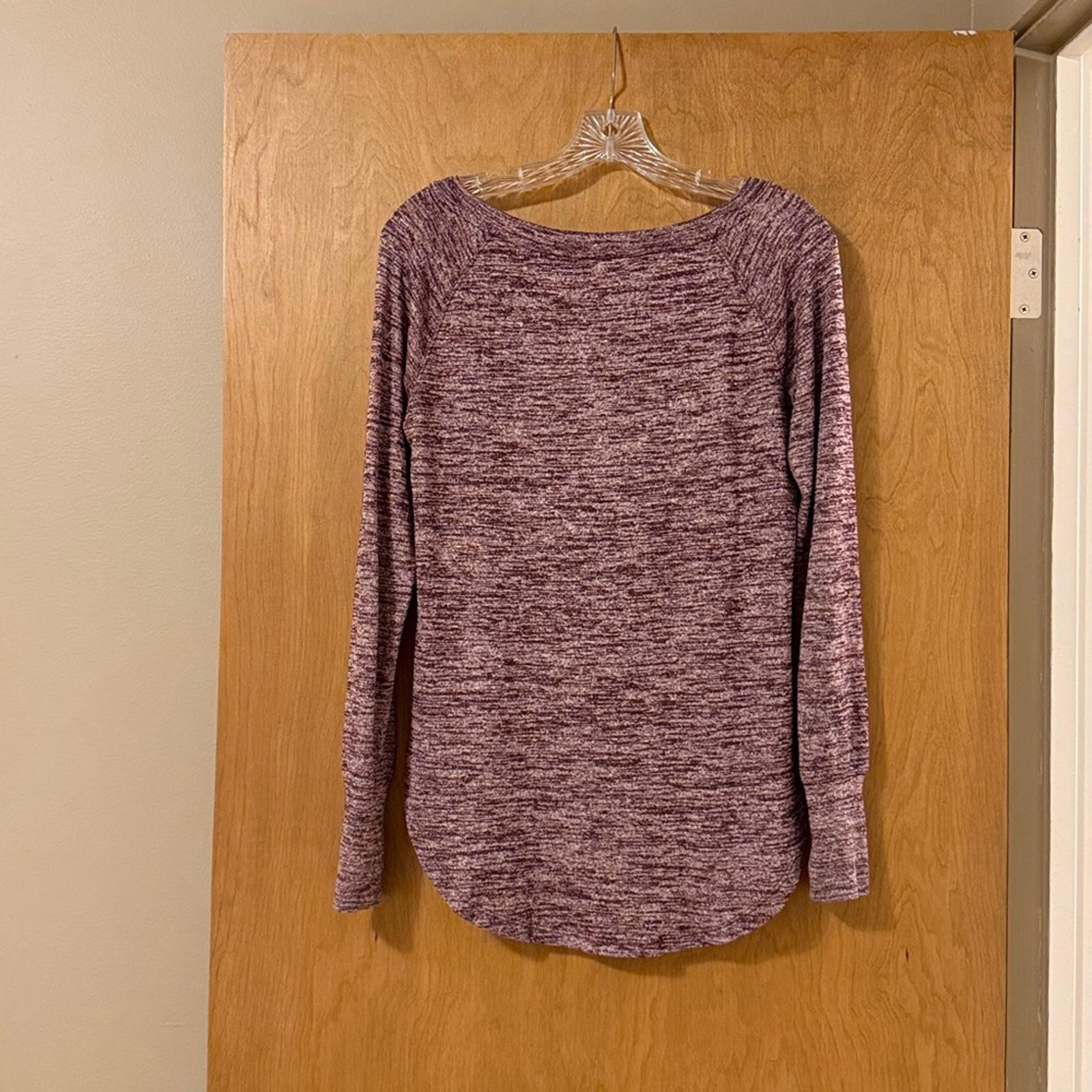 Athleta Threadlight Long Sleeve Top Burgundy Space Dye Scoop Neck Women’s XS