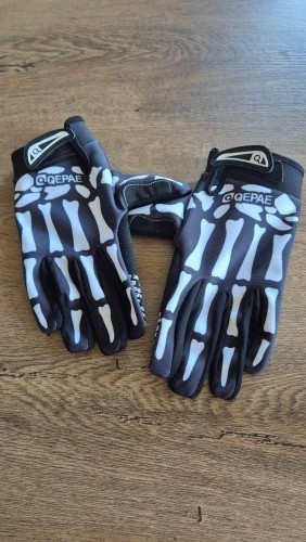 Biker Skeleton Bone Gloves Racing Cycling Motorcycle Mechanics Goth Full Finger