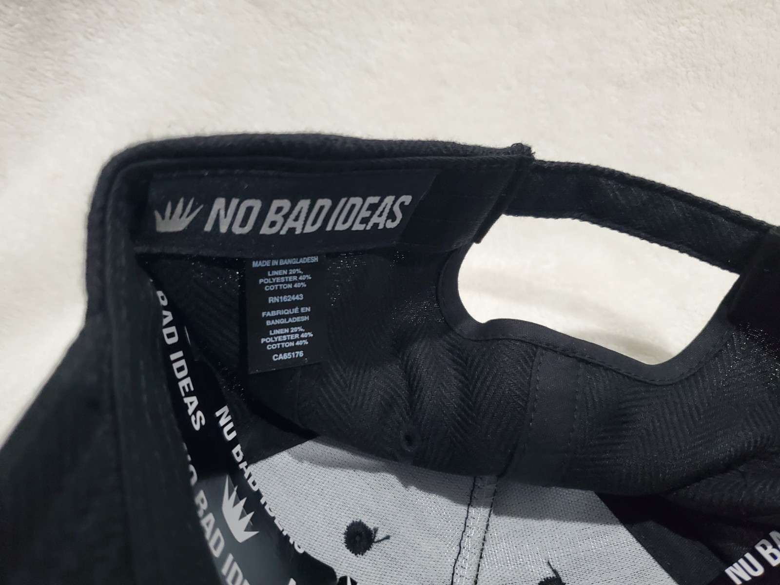 NO BAD IDEAS NBI OG CROWN 5 PANEL MENS STRAPBACK HAT BLACK NEW