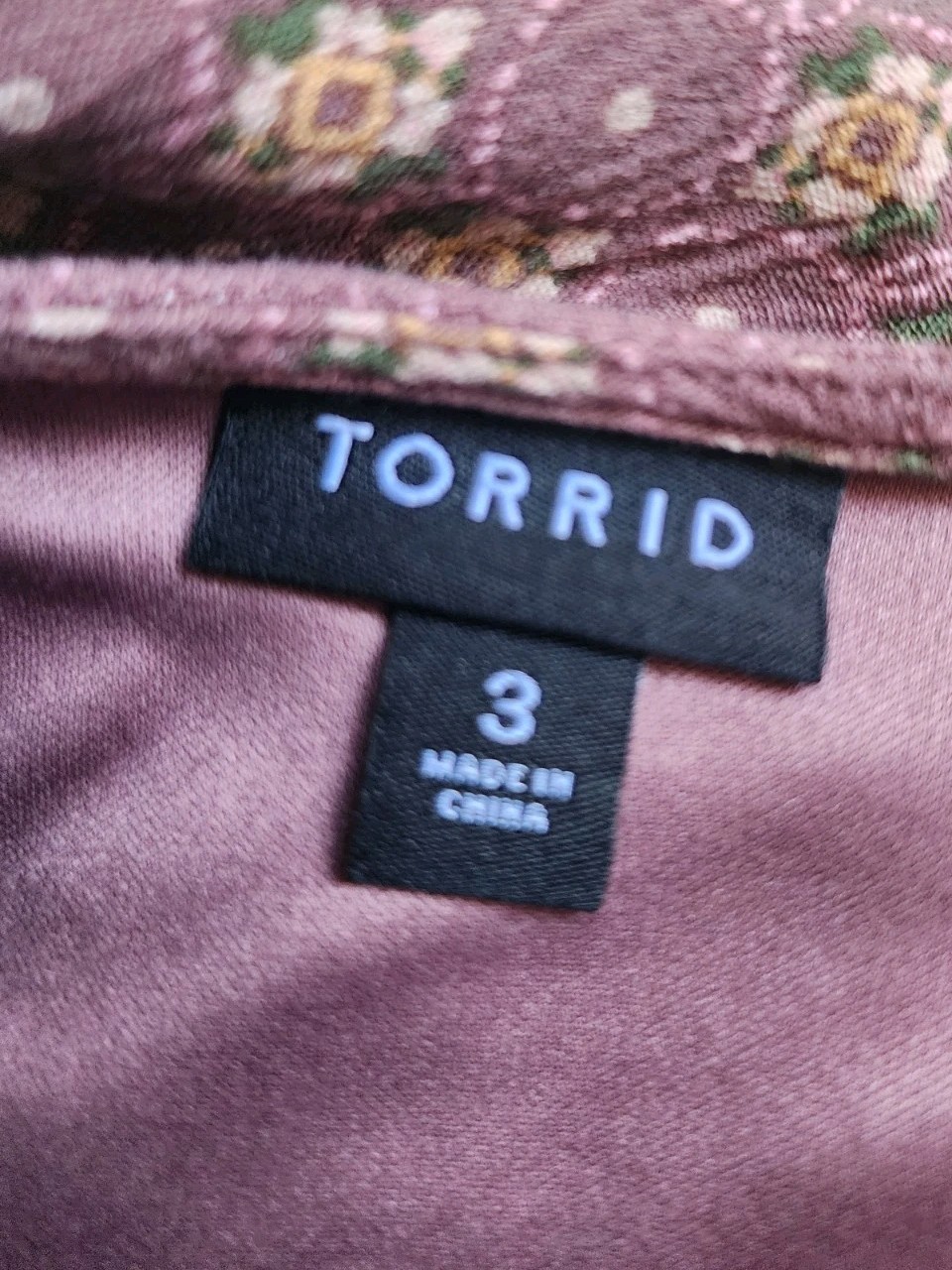 TORRID Mauve Print Crochet Trim Lace Up Short Sleeve Boho Dress Sz 3 3X 22-24