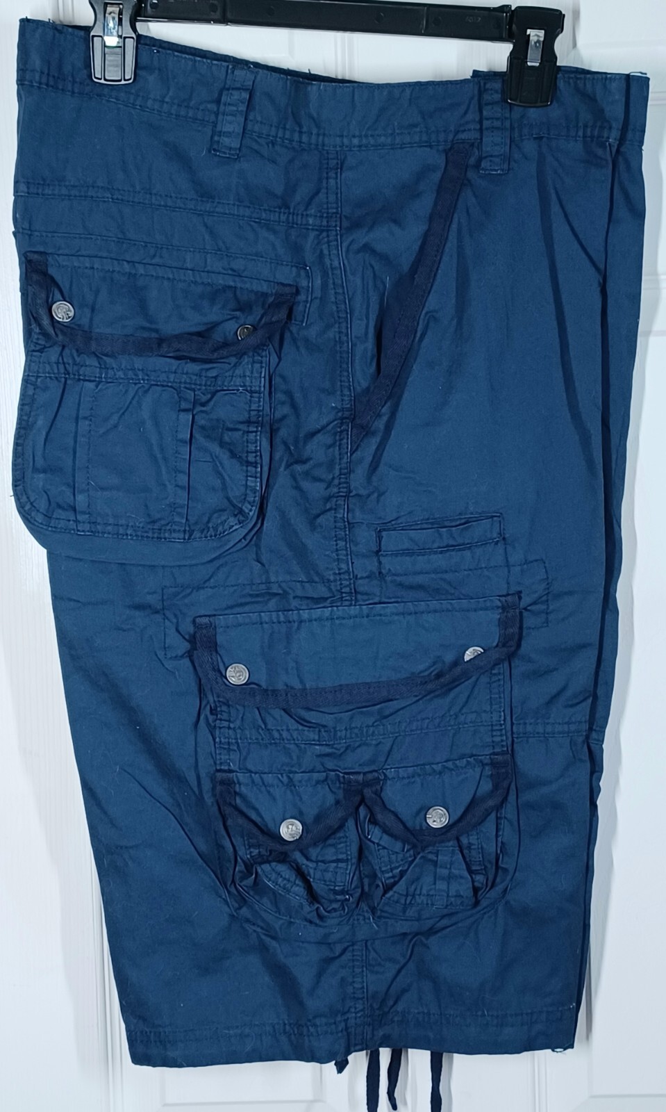 MSLM Mens Cargo Shorts SIZE 36, Dark Blue, Inseam 13″, Length 26″, Pockets, Zip