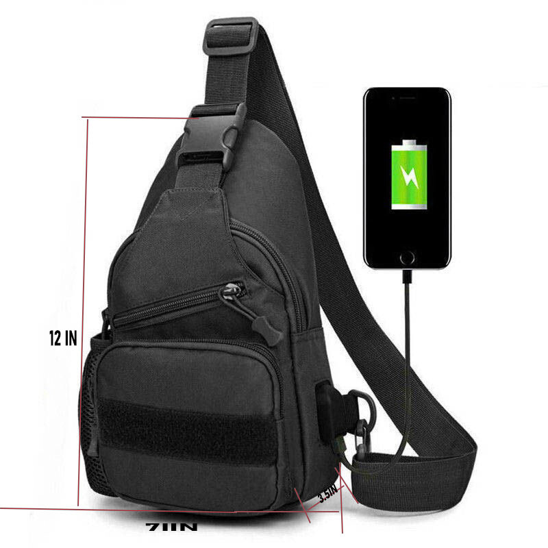 Mens Backpack Tactical Sling Shoulder Bag Molle Travel Chest Pack Outdoor Hiking