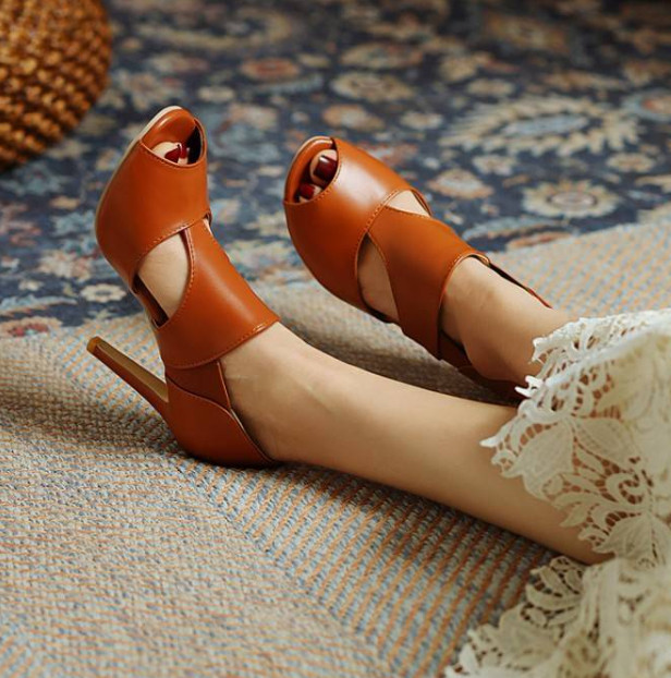 Women’s Peep Toe Hollow Out Sandals High Stiletto Heels Pumps Shoes Plus Size OL