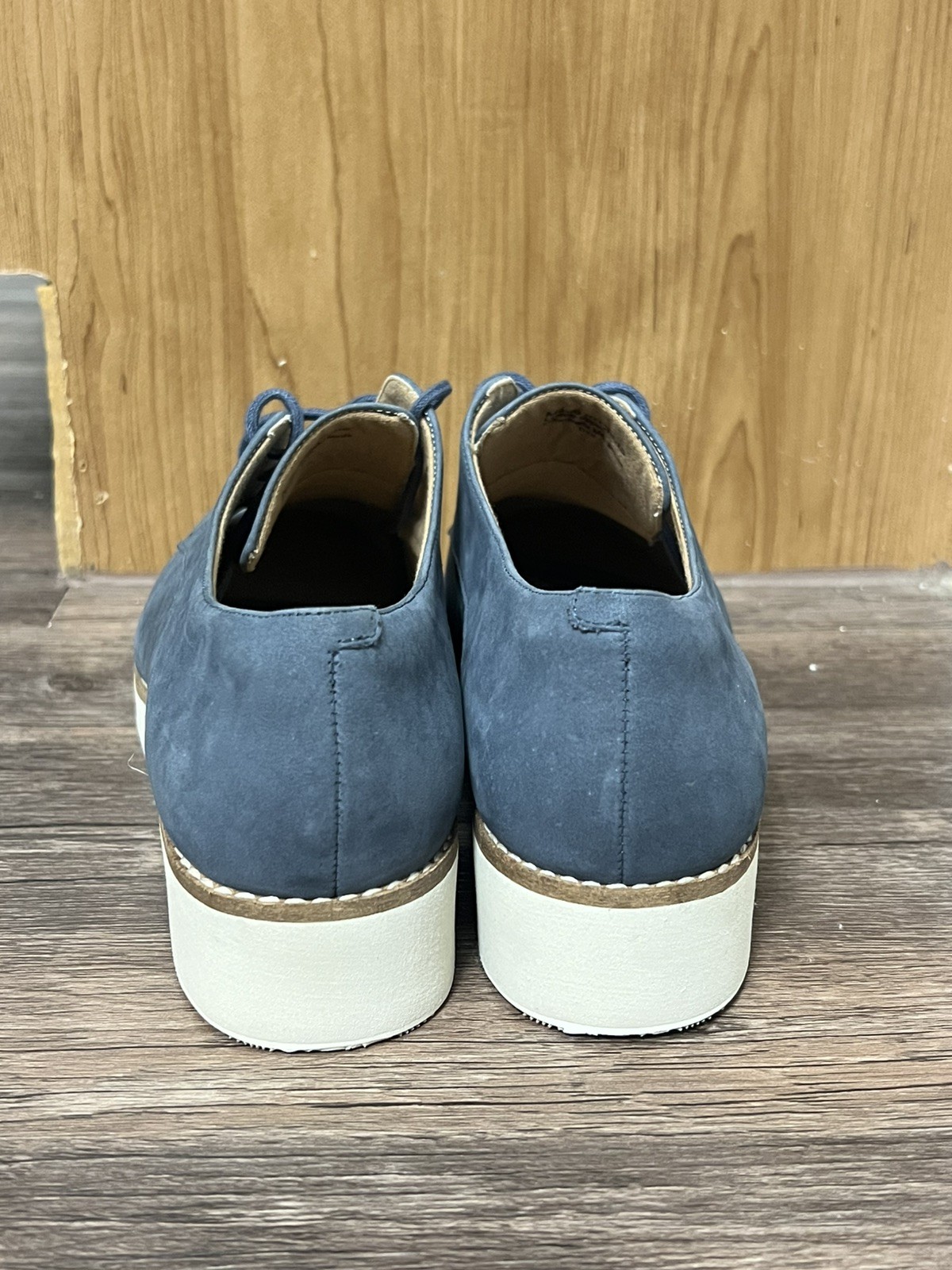 Softwalk Willis Blue Nubuck Leather Wedge Oxford Lightweight Shoes Womens 8
