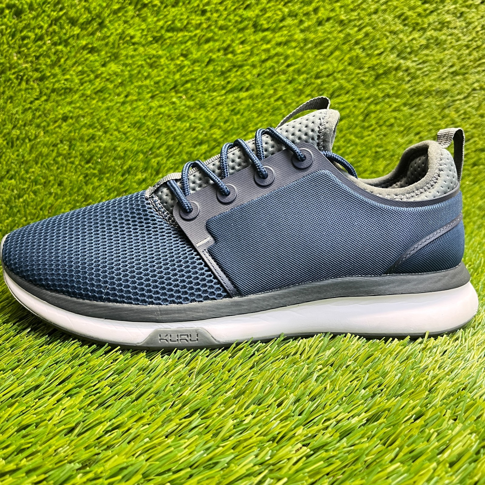 Kuru Atom Mens Size 8.5E Blue White Gray Athletic Running Walking Shoes Sneakers