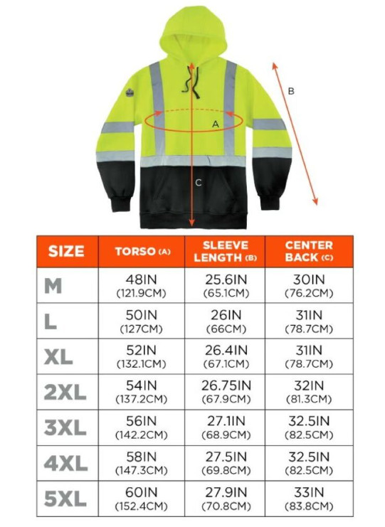 Ergodyne Men’s Class 3 Lime Green Hooded Sweatshirt – 3XL