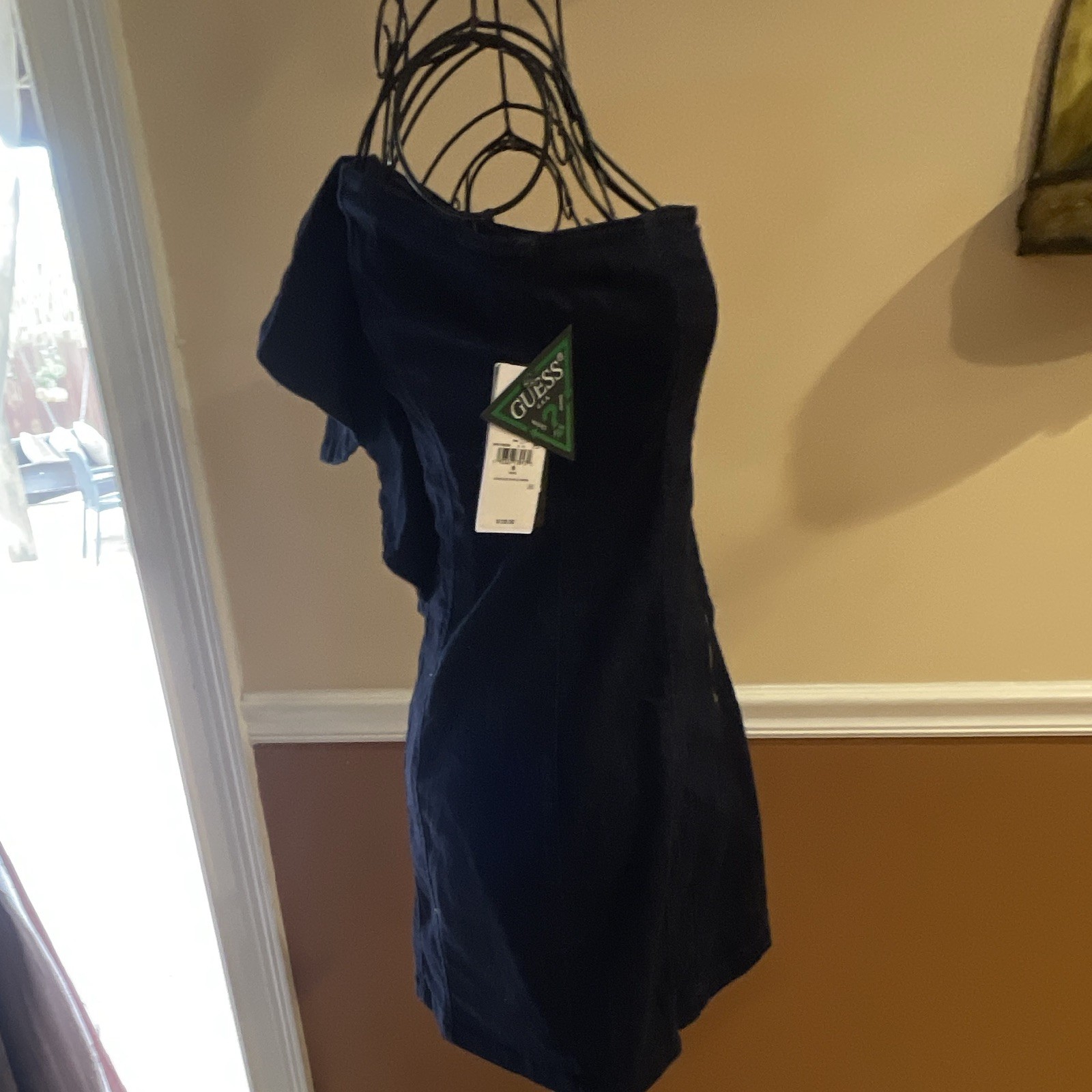 GUESS Blue Denim Full Stretch strapless Bodycon Mini Dress Party/Cocktail S