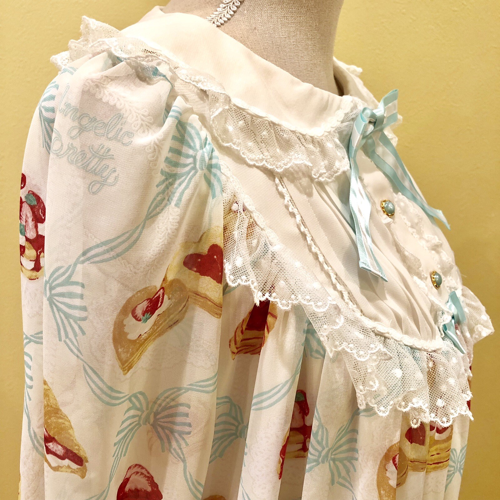 Angelic Pretty OP A-Line Off-White Mint-Green Sweet Lolita Doll from Japan #400