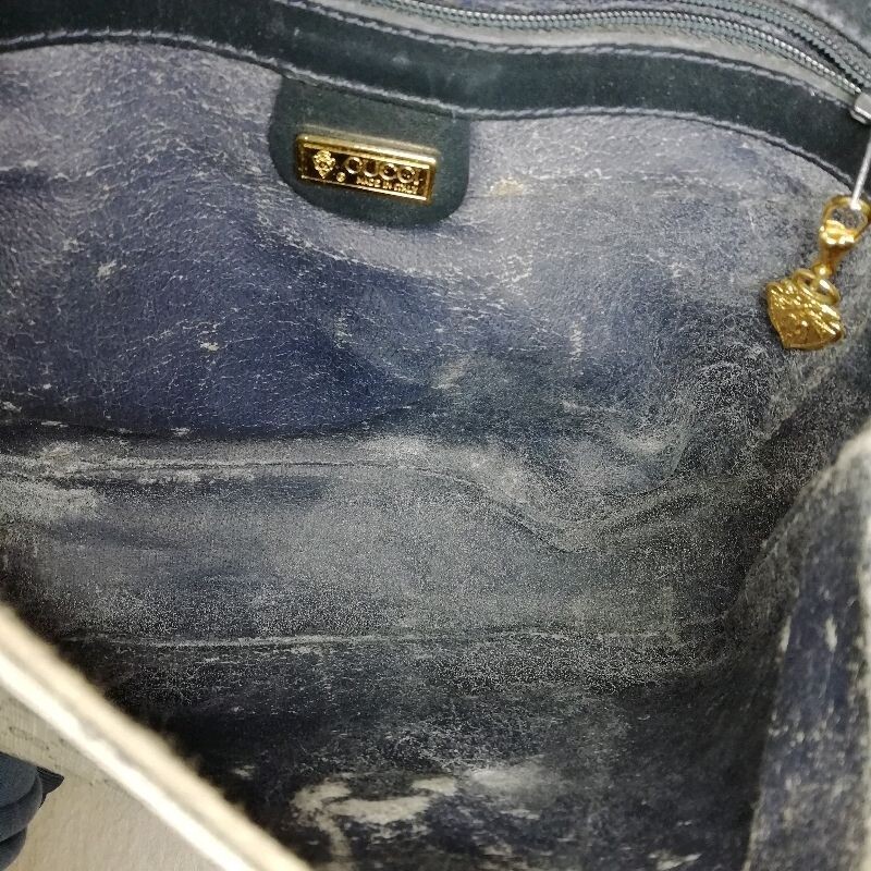 GUCCI Shoulder Bag Micro GG Canvas Navy Vintage Authentic From Japan