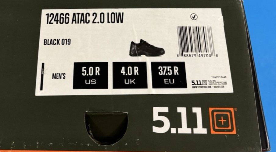 NIB 5 REG MENS 5.11 TACTICAL ATAC 2.0 LOW SHOE 12466 BLACK FREE SHIPPING