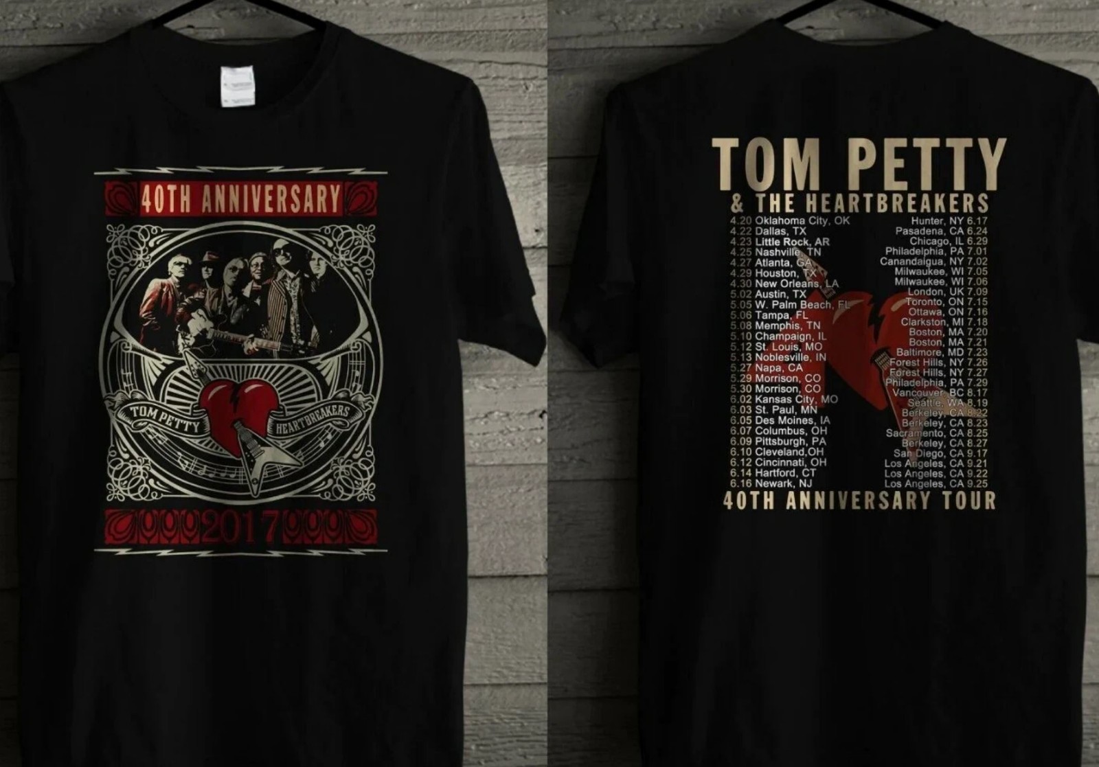 TOM PETTY MEN’S T- SHIRT BLACK 40TH ANNIVERSARY TOUR