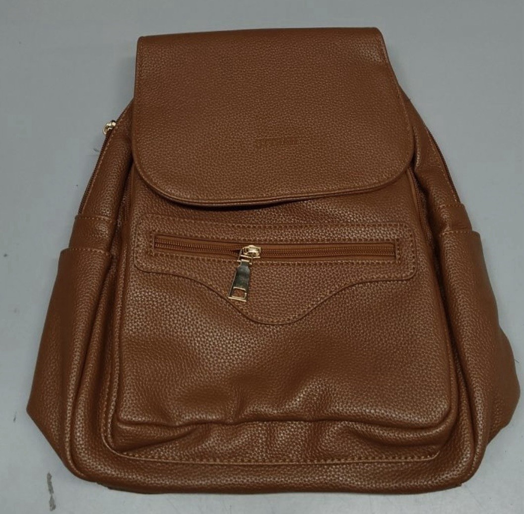 Sytrah Brown Pebbled Backpack Purse Zip/Magnetic Closure Gold Hardware Pockets