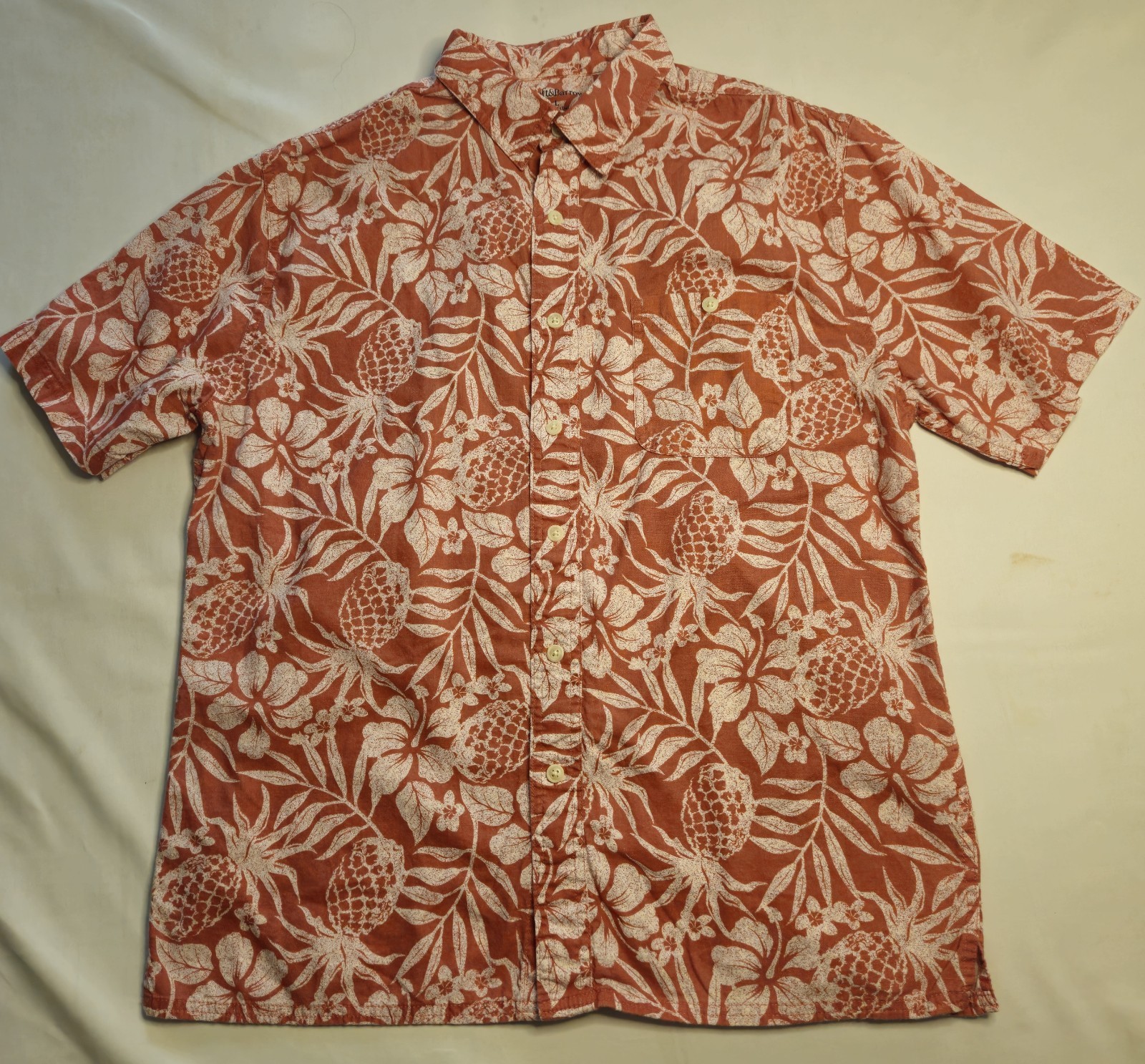 Mens Croft & Barrow Easy Care Leafy/Floral Print S/S Button Up Shirt Large