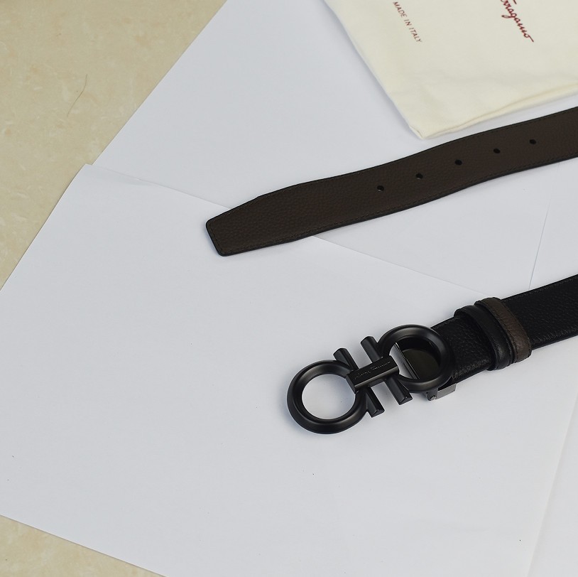 Ferragamo Reversible Black /Brown belt Men length 120 cm+ Black Gancini buckle