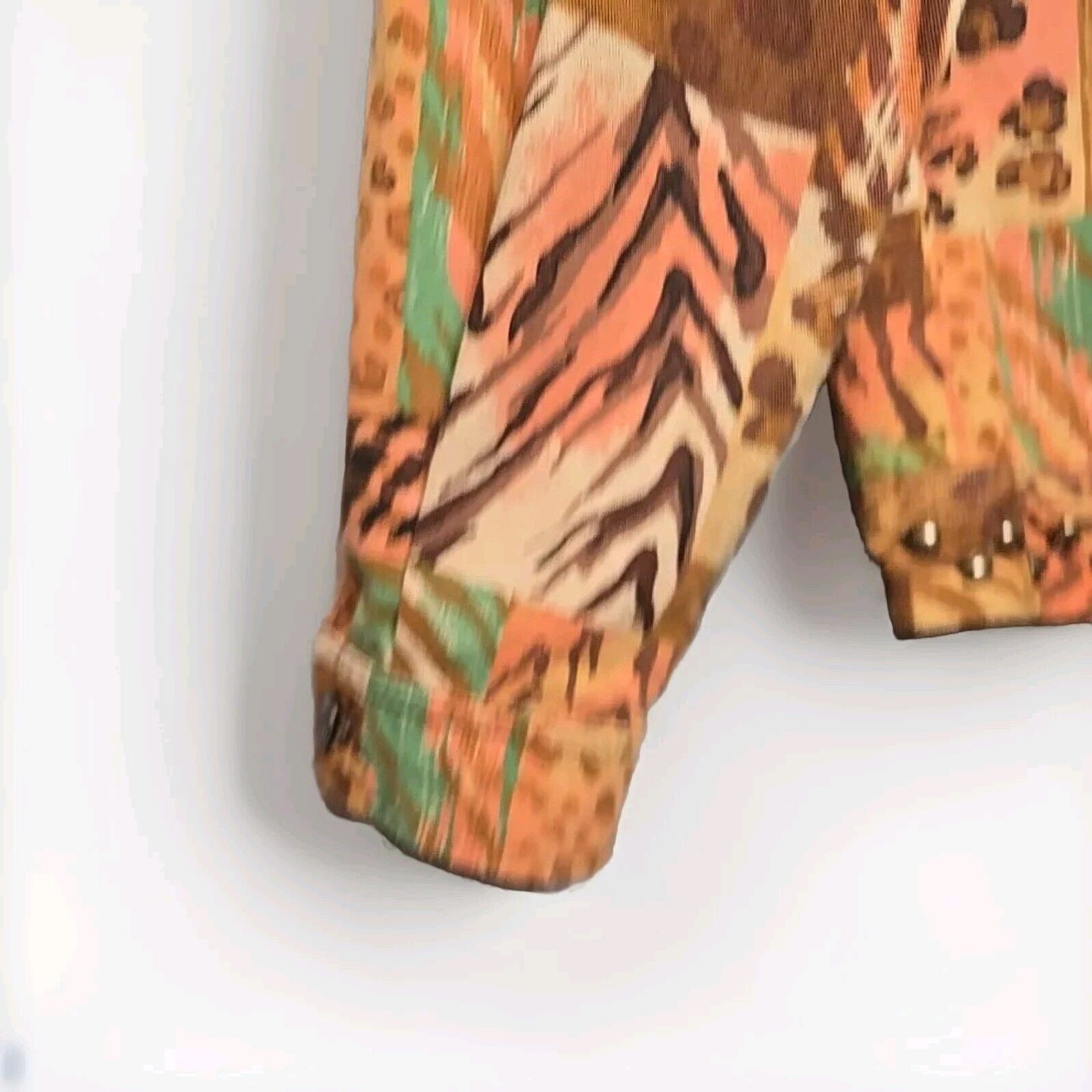VTG Stonebridge Signature Womens Jacket Petit M Safari Animal Print Snap Front